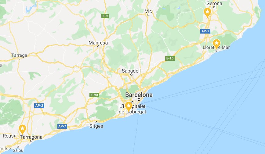 Aeroports de Lloret de Mar al mapa